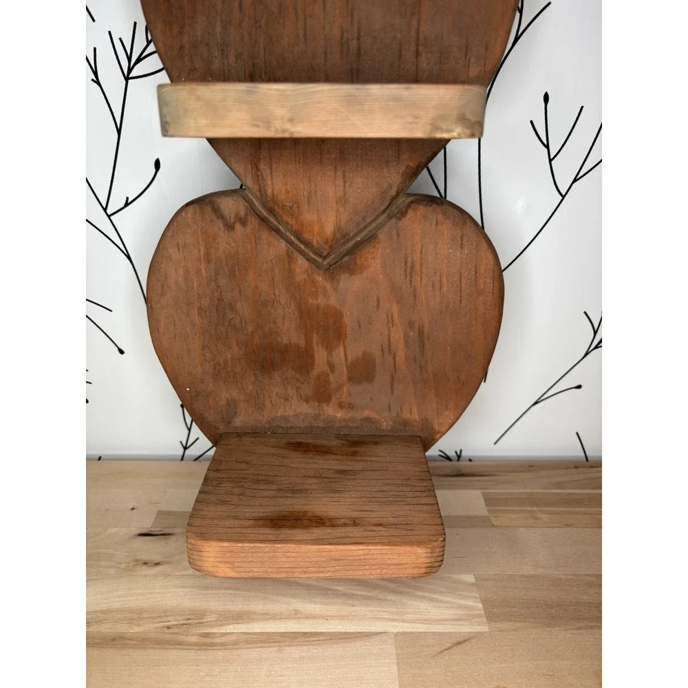 Handcrafted Wooden Heart Shaped Wall Shelf with 3 Tiers Granny/‎ Cottage Core